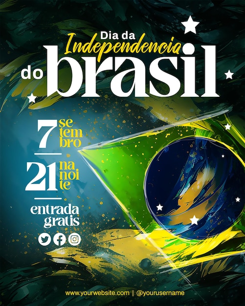 PSD modelo de design do dia da independência do brasil para feed de mídia social