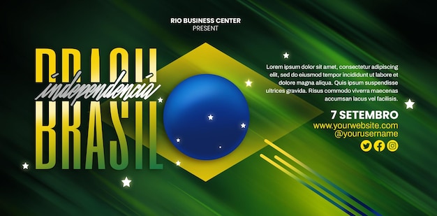 PSD modelo de design psd do dia da independência do brasil para capa do facebook ou banner do site