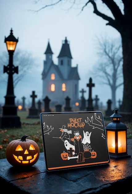 Modelo de dispositivo de tablet de Halloween