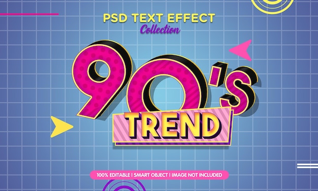 PSD modelo de efeito de texto de 90 tendências do ano