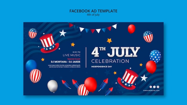 modelo de facebook de 4 de julho