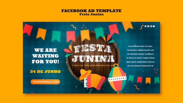 Modelo de facebook de celebração de festas juninas