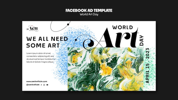 PSD modelo de facebook de celebração do dia mundial da arte