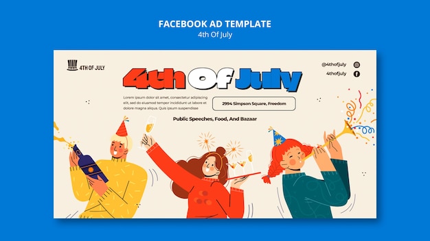 PSD modelo de facebook de comemoração de 4 de julho