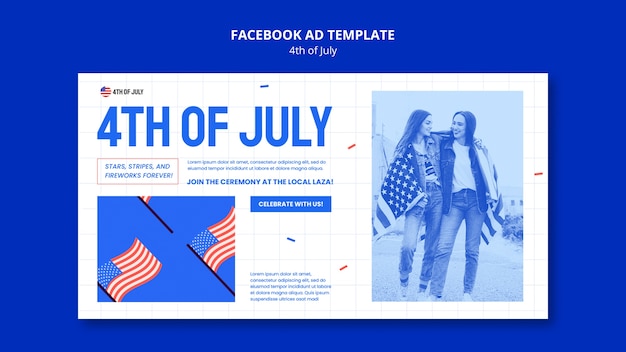 PSD modelo de facebook de comemoração de 4 de julho