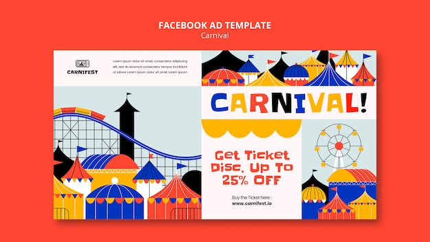 Modelo de facebook de entretenimento de carnaval desenhado à mão