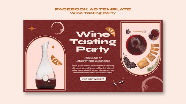 PSD modelo de facebook de festa de degustação de vinhos