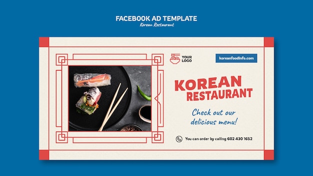 PSD modelo de facebook de restaurante coreano