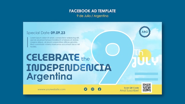 PSD modelo de facebook do dia da independência da argentina