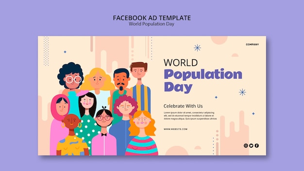 Modelo de facebook do dia mundial da população de design plano