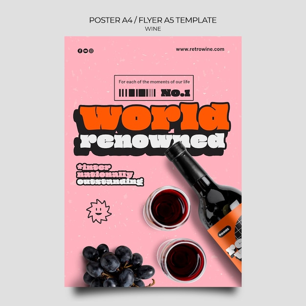 PSD modelo de folheto de vinho de estilo retro