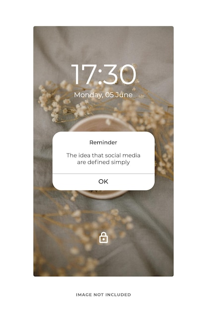 Modelo de maquete pop-up de notificação de lembrete PSD de mídia social