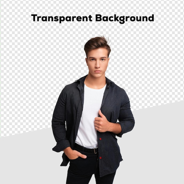 PSD modelo de menino bonito em roupa de moda com fundo transparente png