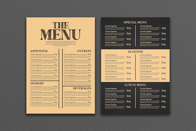 PSD modelo de menu de restaurante