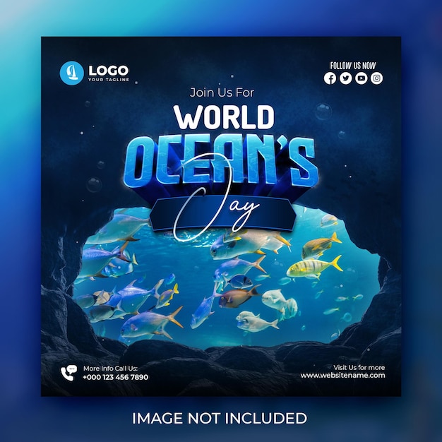 Modelo de postagem do instagram do dia mundial do oceano