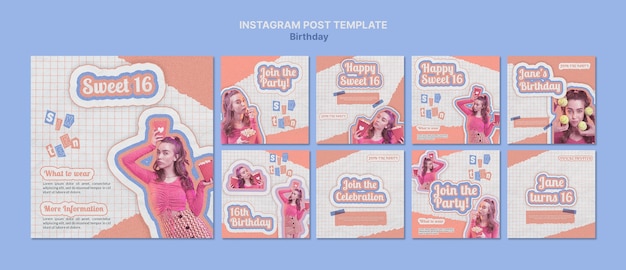 PSD modelo de postagem do instagram retrô doce 16