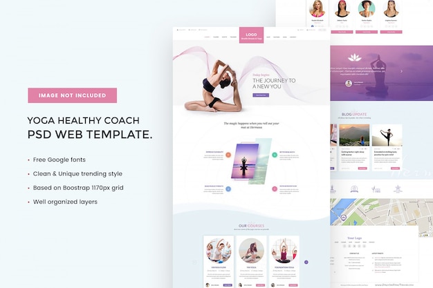 Modelo de web de treinador saudável de ioga