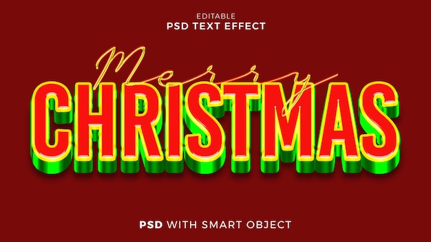 PSD modelo editável de efeito de texto de feliz natal