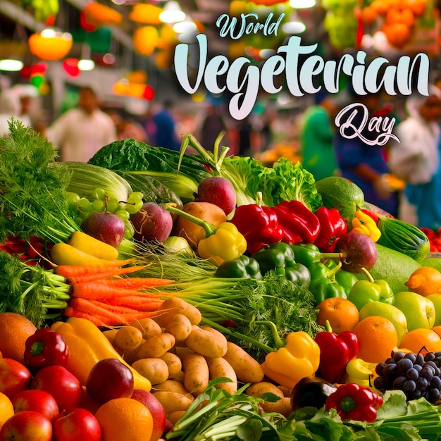 PSD modelo psd de dia vegetariano com texto