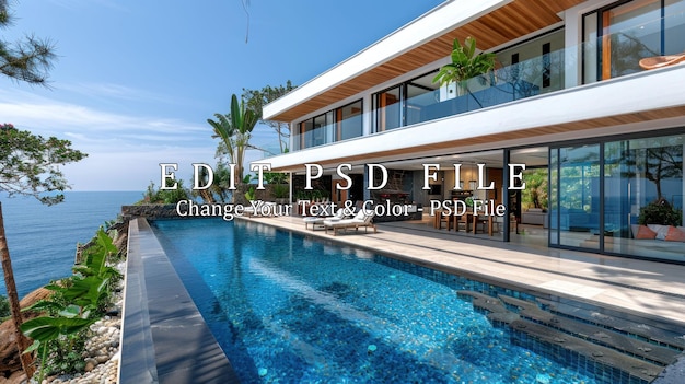 PSD moderne villa mit infinity-pool und meerblick