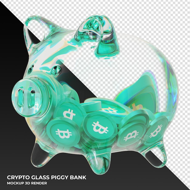 PSD moeda bitcoin cash bch em renderização 3d de cofrinho de vidro transparente