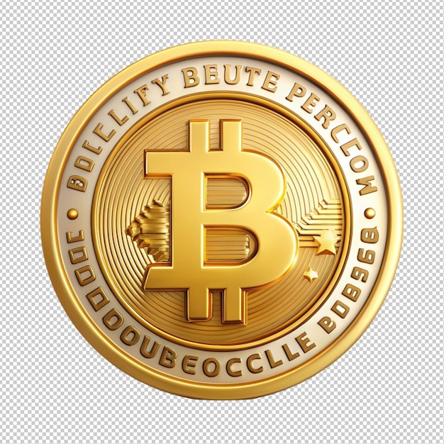 Monnaie cryptographique Bitcoin pièces d'or isolées