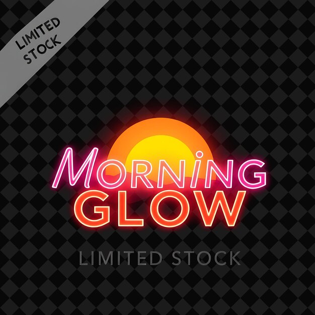 PSD morning glow limited stock text dawns with neon vibrant orange e pink soft morning light dawn land