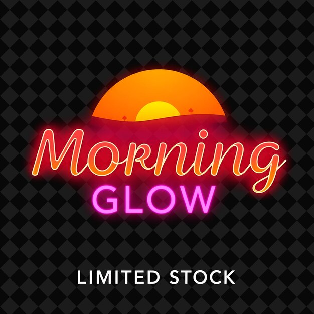 PSD morning glow limited stock text dawns with neon vibrant orange e pink soft morning light dawn land