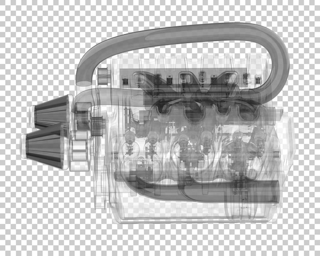 PSD moteur v6 sur fond transparent illustration de rendu 3d