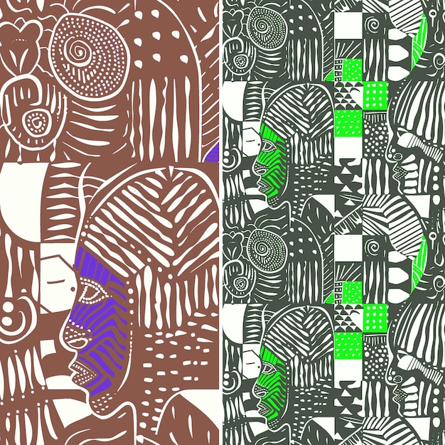 PSD des motifs de tissu de boue africains avec des figures humaines et un vecteur géométrique abstrait créatif complexe