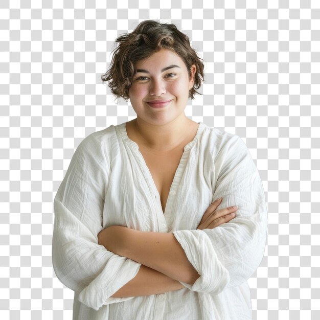 PSD mulher confiante de camisa branca da png