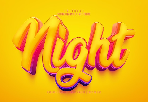 Nacht 3D bearbeitbare Premium-PSD-Text-Effekt