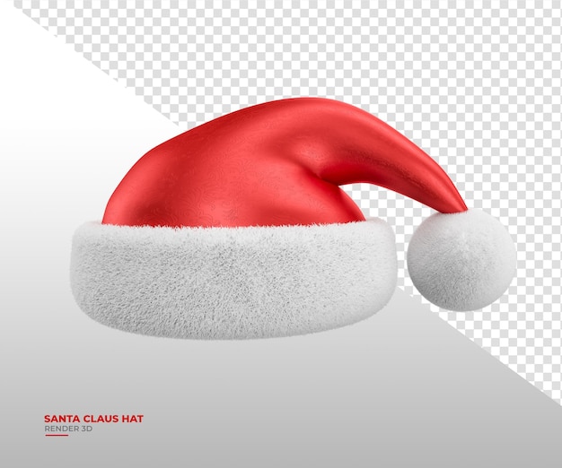 Natal 3d chapéu de Papai Noel fundo transparente