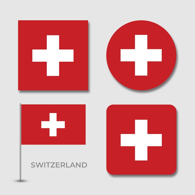 Nationalflaggen der Schweiz Set-Design-Vorlage PSD-Datei