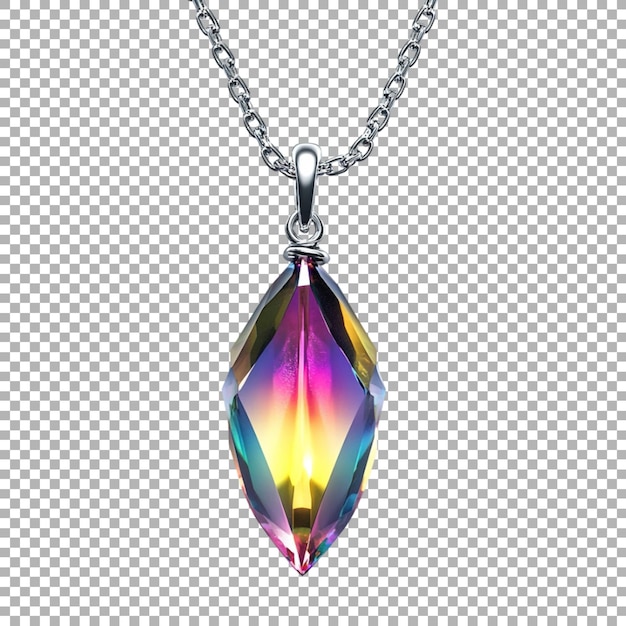 PSD natural rainbow stone pendente árvore da vida colar em fundo transparente ai gerado