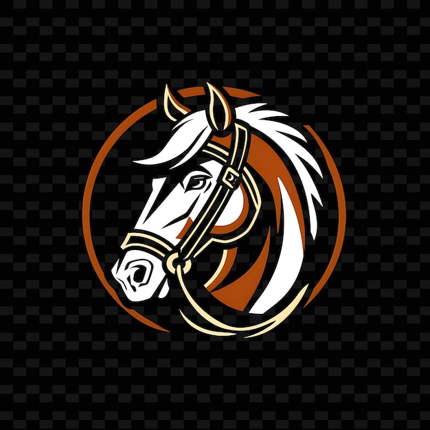 PSD noble horse mascot logo com uma sela e ferradura projetada cute abstract vector designs