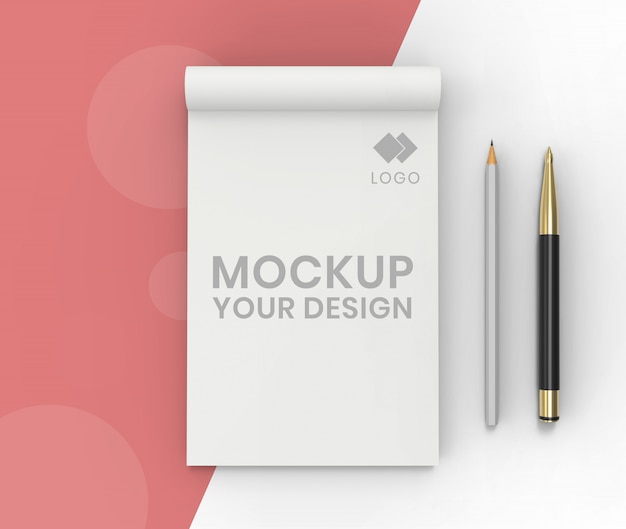 PSD nota mockup su rosa e bianco