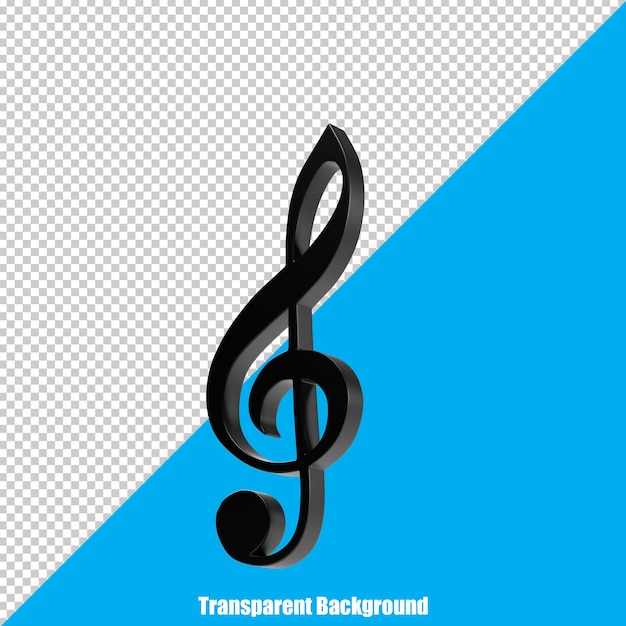 Une note musicale 3D sur un fond transparent.