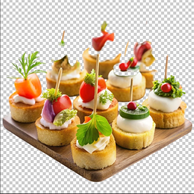 PSD nourriture aux doigts pour le menu buffet canapé apéritif sur fond blanc