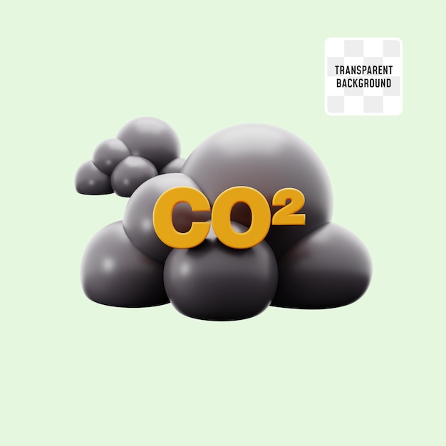 PSD le nuage de co2 émissions de dioxyde de carbone ecologie mondiale émissions d'échappement de l'industrie de l'usine smog illustration d'icône 3d rendering de conception