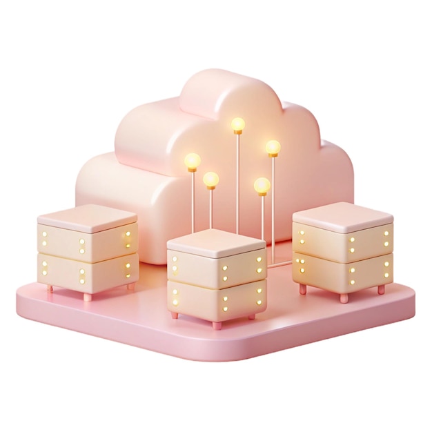 PSD un nuage rose avec des lumières et le mot " rose " en bas.