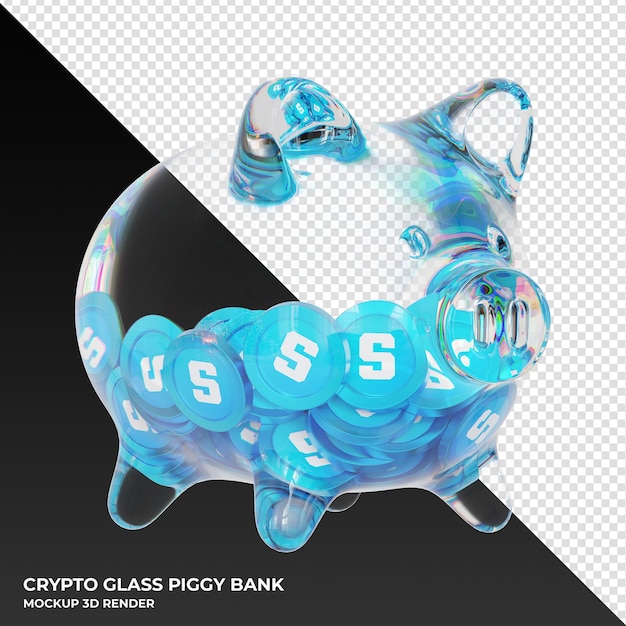 PSD o cofrinho sandbox sand glass com ilustração 3d de moedas criptográficas