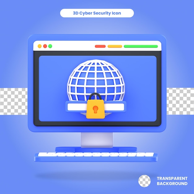 PSD objet de protection de site web rendu en 3d