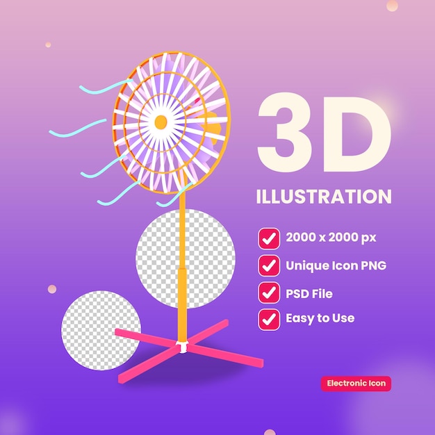 PSD objeto de ventilador de pé elétrico de ilustração 3d psd premium