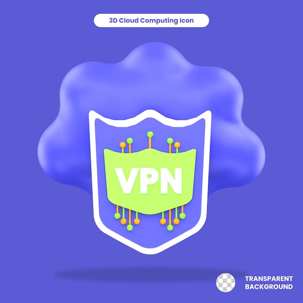 PSD objeto de vpn em nuvem renderizado em 3d