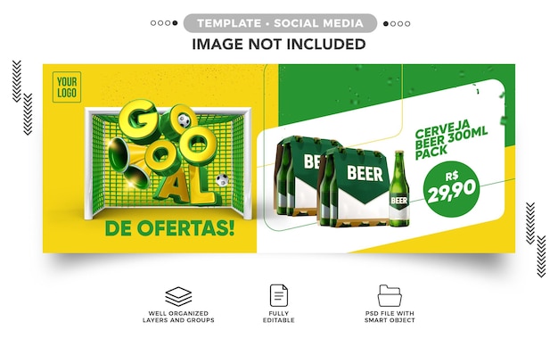 PSD ofertas de copa do mundo de banner de mídia social para supermercados