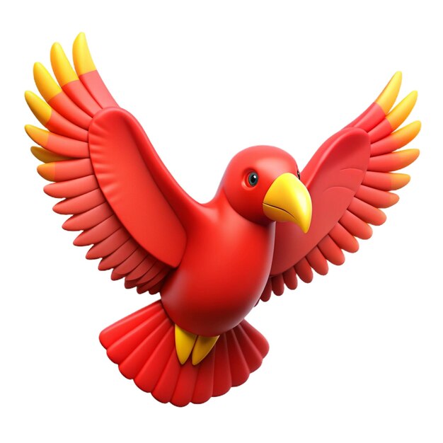 PSD un oiseau rouge et jaune avec un bec rouge qui dit " un oiseaux rouge "