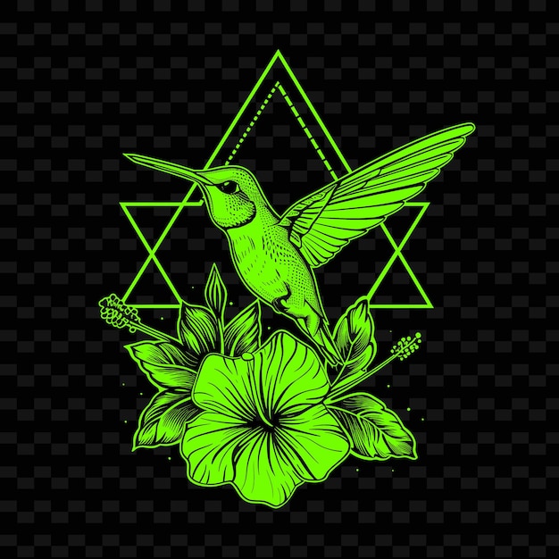 PSD un oiseau vert avec une fleur au milieu