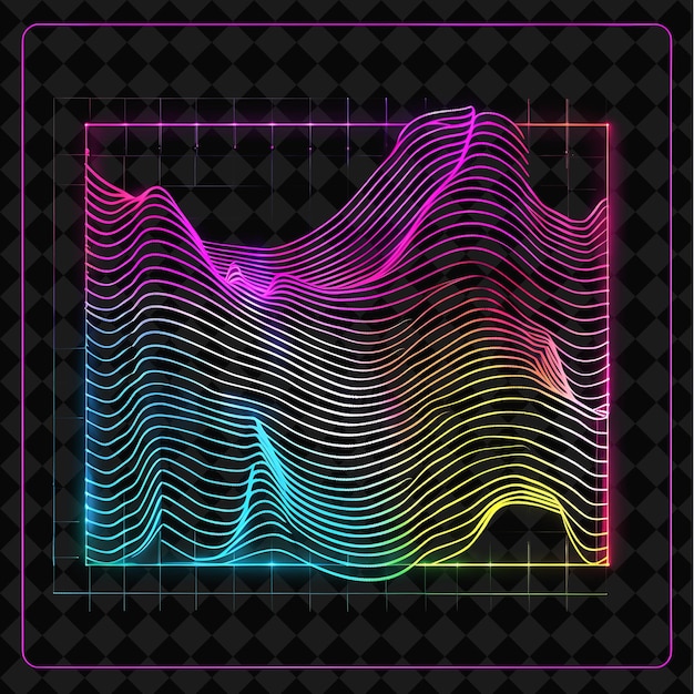 PSD des ondes gravitationnelles au néon ondulées à l'intérieur d'une silhouette ondulée s png y2k designes spatiaux au néon