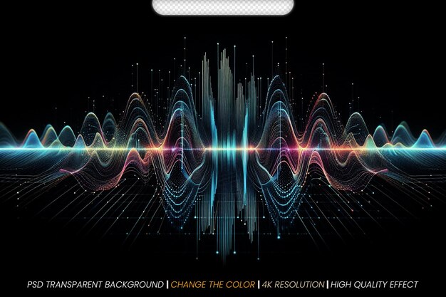 Ondes radio segmentées Visualisation numérique avancée de la musique Arrière-plan transparent